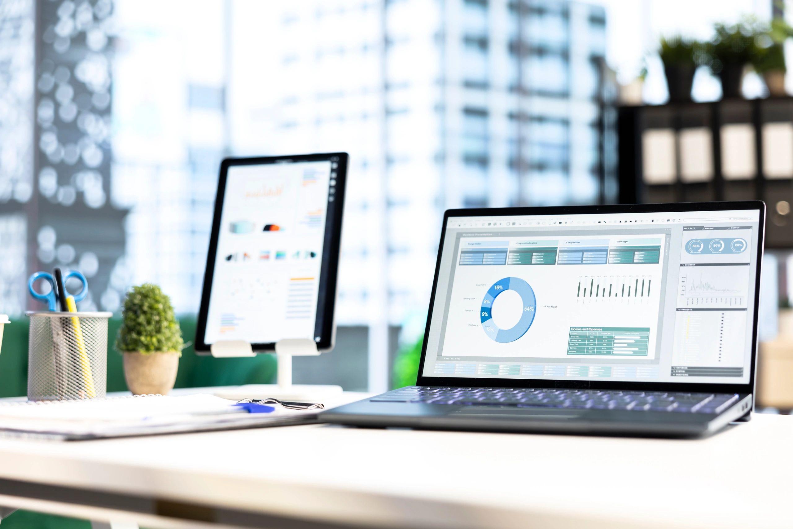 Business analytics screens in a modern logistics software workspace